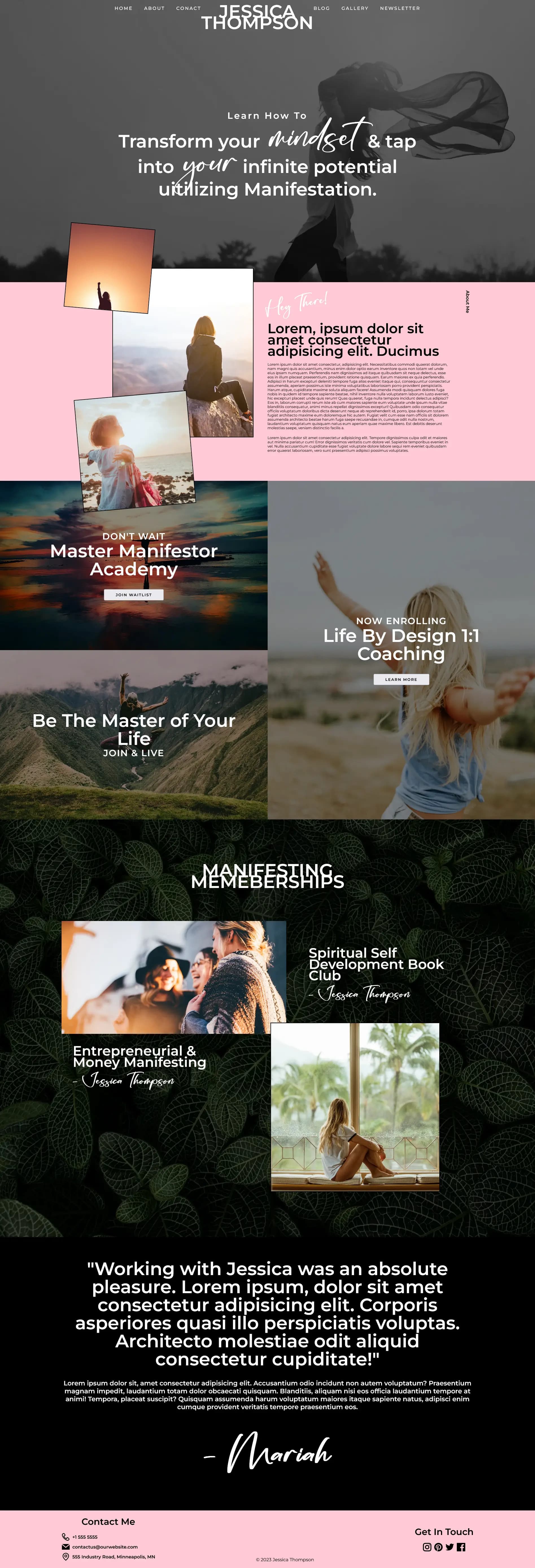 life coach website design example